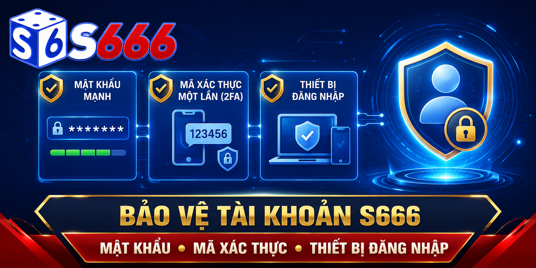 Bảo vệ mật khẩu, mã xác thực và thiết bị đăng nhập giúp hạn chế rủi ro cho tài khoản S666.