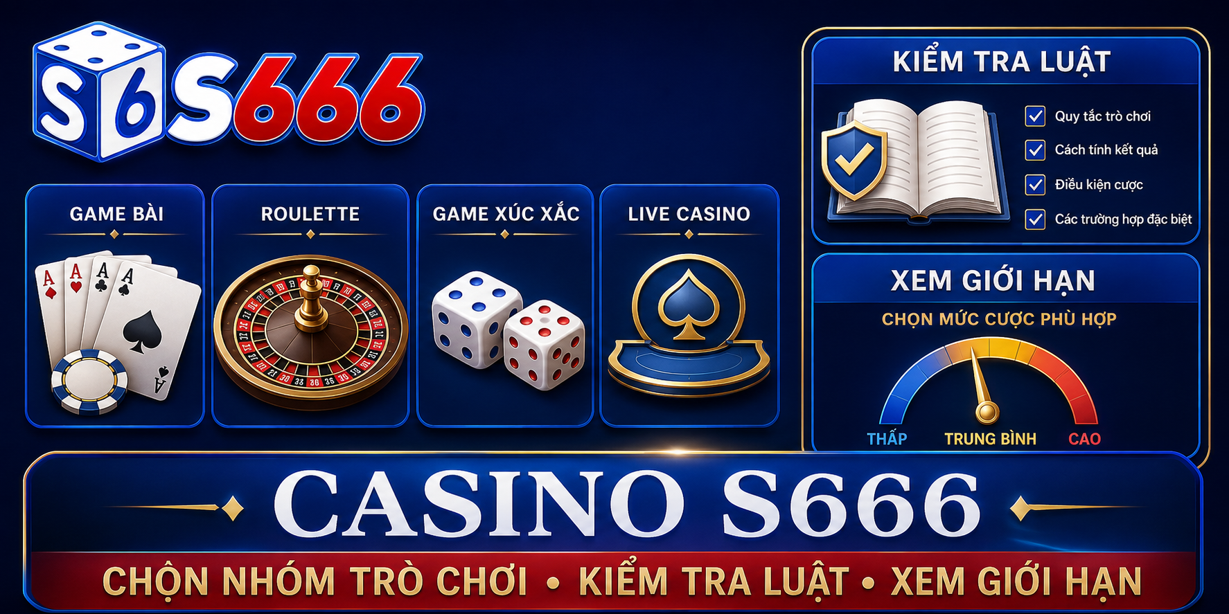 Baccarat, blackjack, roulette, sic bo và rồng hổ có luật cùng mức rủi ro khác nhau.