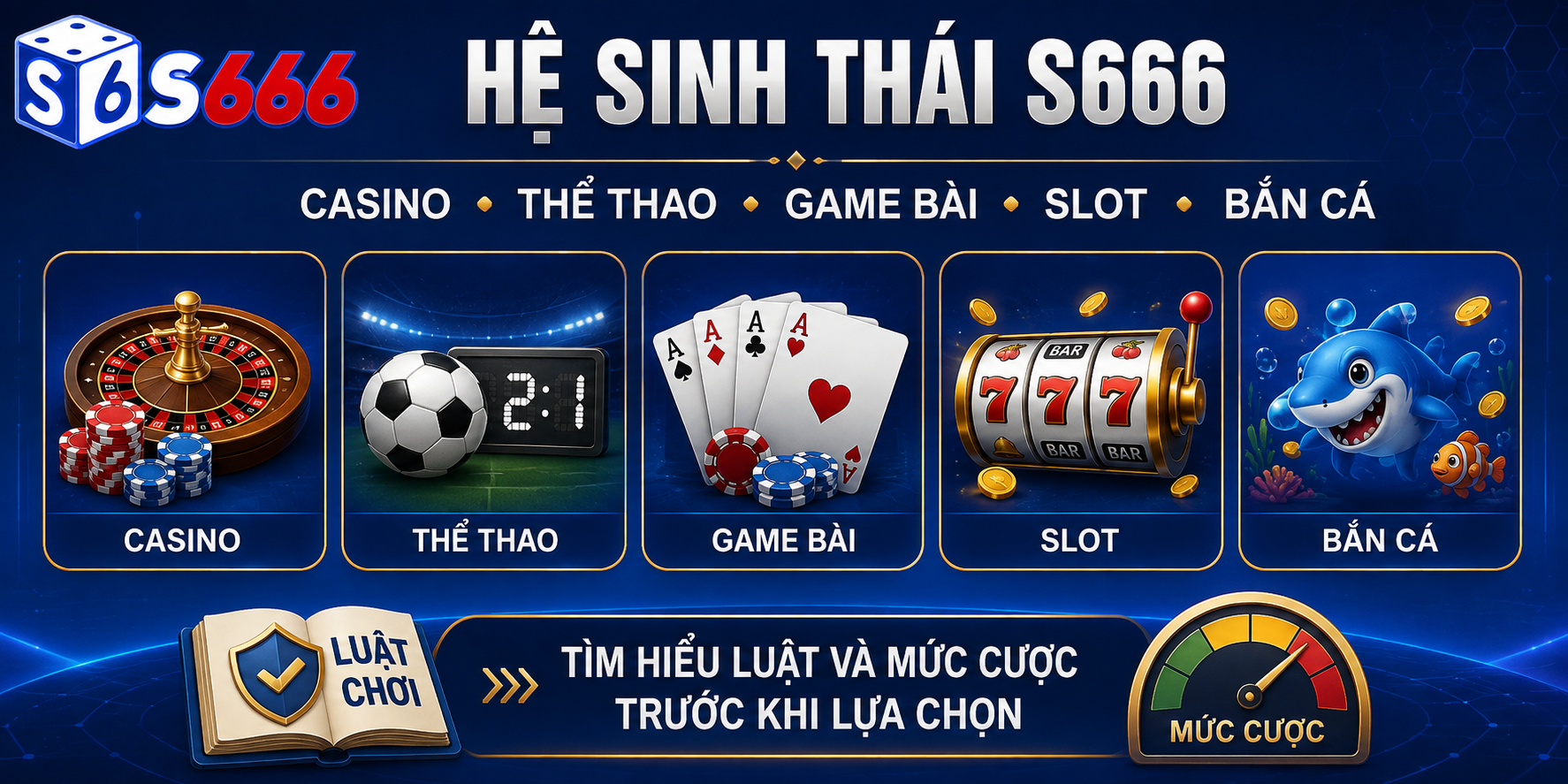 Hệ sinh thái S666 được phân chia thành nhiều nhóm sản phẩm; người dùng nên tìm hiểu luật và mức cược trước khi lựa chọn.