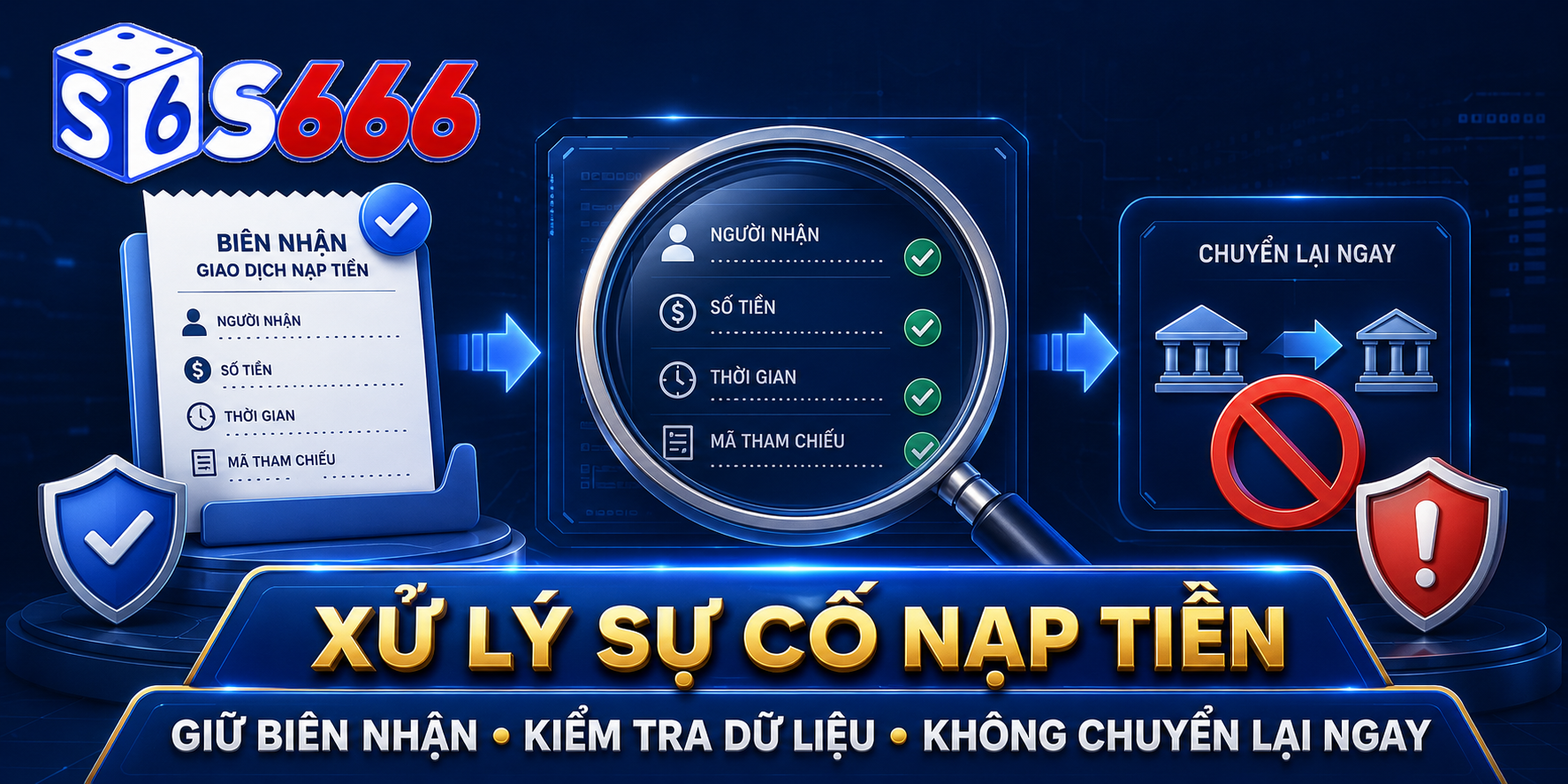 Nạp tiền S666 cần được thực hiện trong tài khoản, theo đúng thông tin và trạng thái đang hiển thị.
