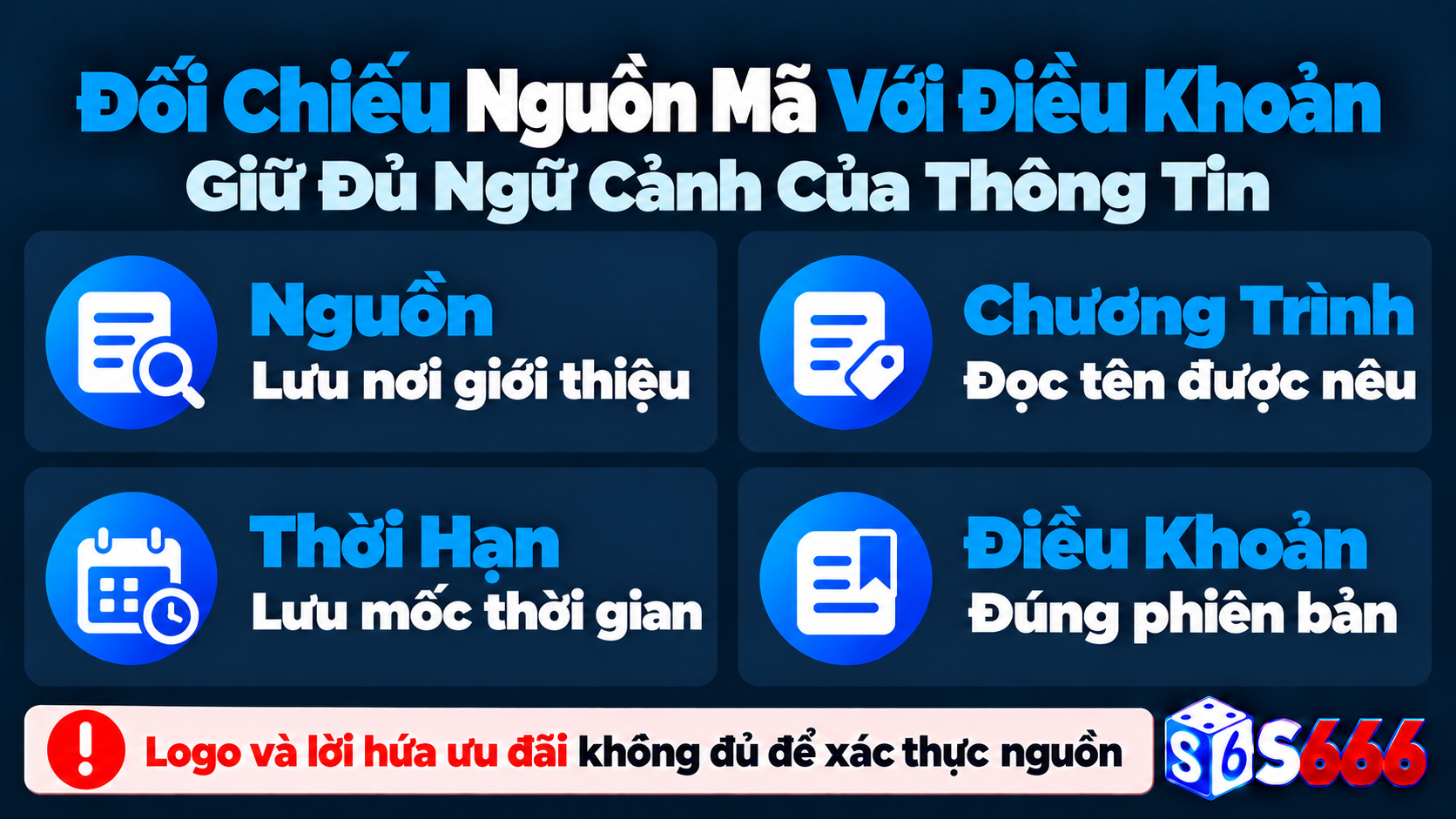 Đối chiếu nguồn giới thiệu, tên chương trình, thời hạn và phiên bản điều khoản liên quan đến mã