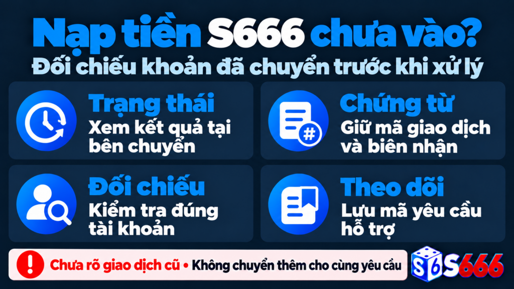 Nạp tiền S666 chưa vào? Cách kiểm tra và gửi tra soát