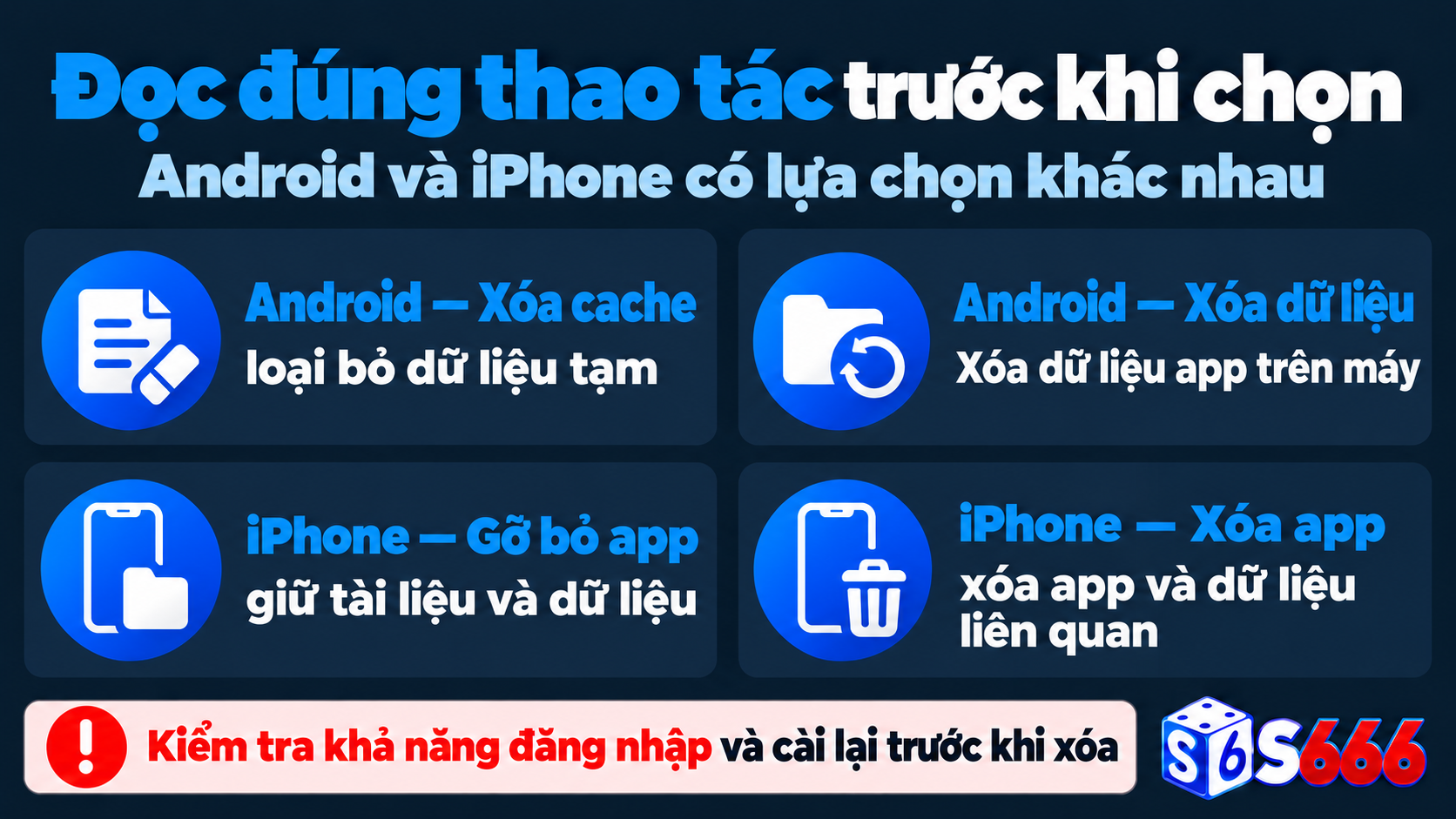Phân biệt xóa bộ nhớ đệm và dữ liệu trên Android với gỡ bỏ và xóa ứng dụng trên iPhone