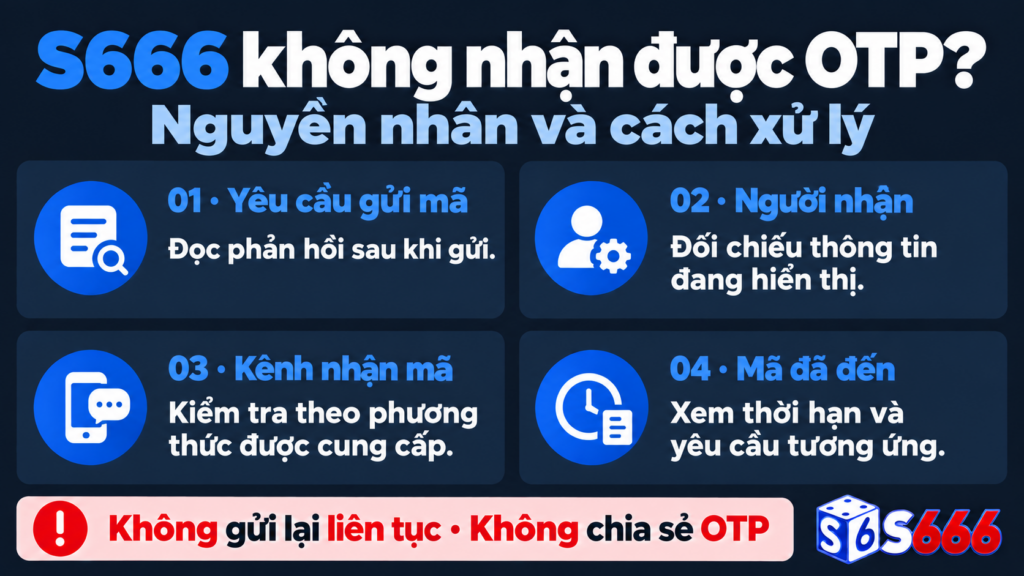 S666 không nhận được OTP? Nguyên nhân và cách xử lý
