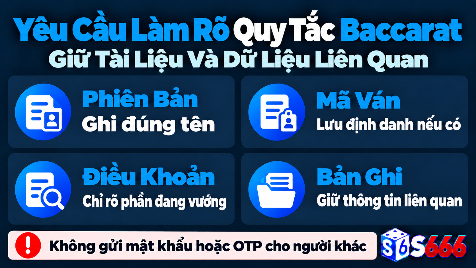 Hồ sơ làm rõ quy tắc Baccarat gồm phiên bản, mã ván, điều khoản và bản ghi có liên quan